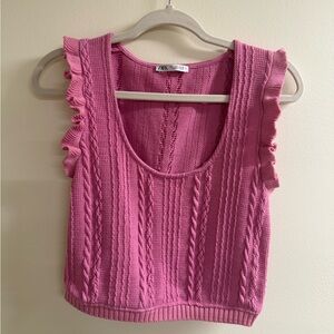 Zara Textured Pink Knit Top